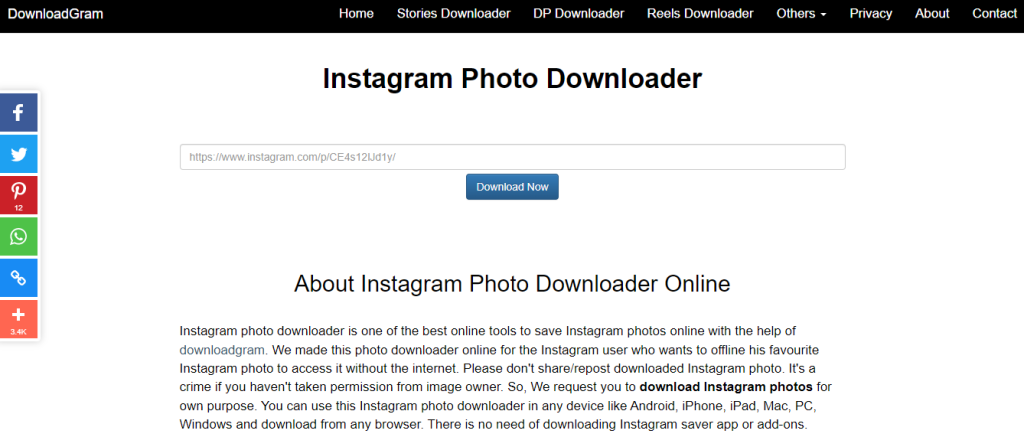 Downloadgram - Instagram photo downloader