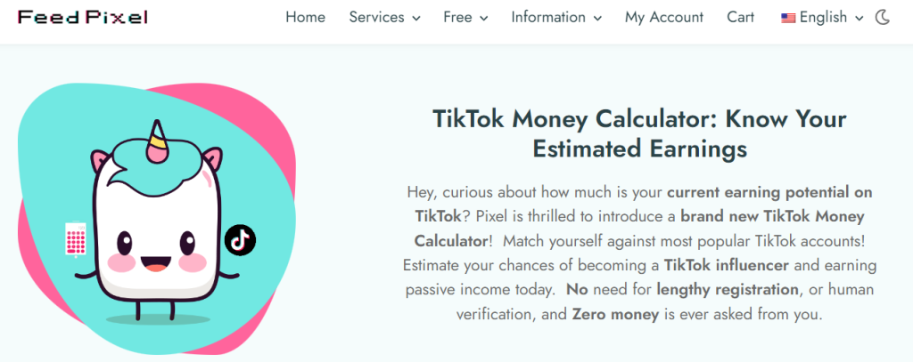 Feed Pixel - TikTok money calculator