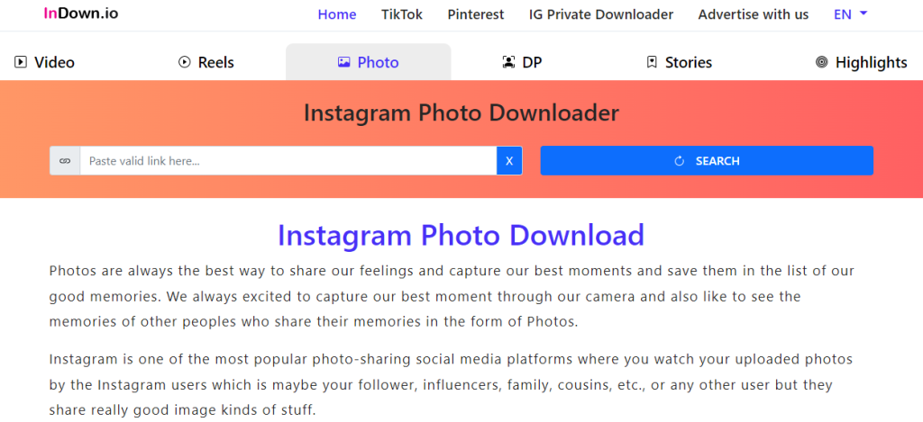 InDown.io - Instagram photo downloader