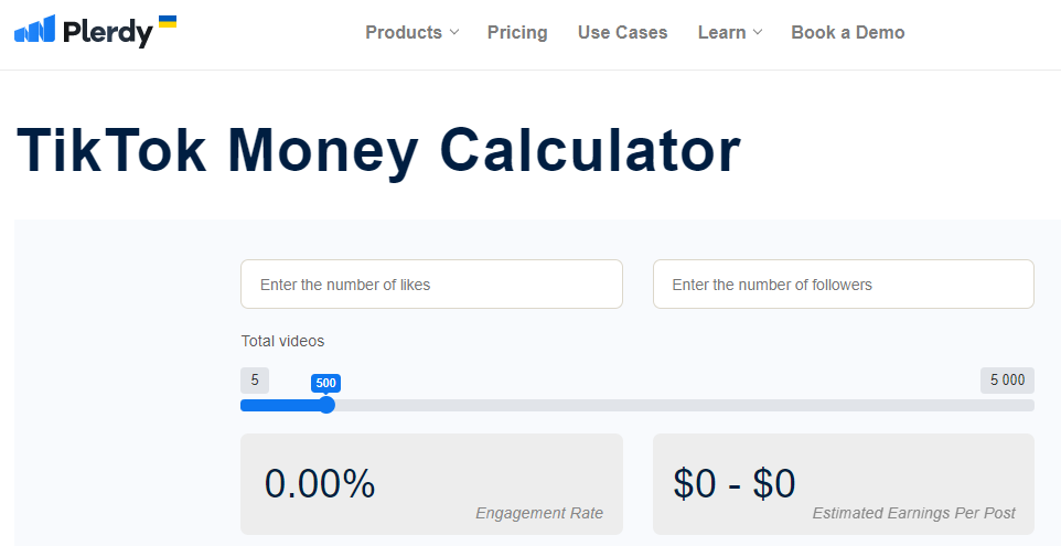 Plerdy - TikTok money calculator