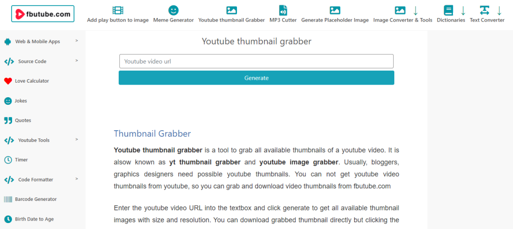 Fbutube - youtube thumbnail downloader